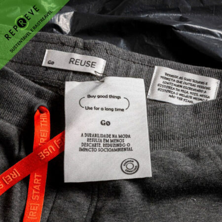 Cadarço tag e etiquetas sustentáveis poliester reciclado para roupas
