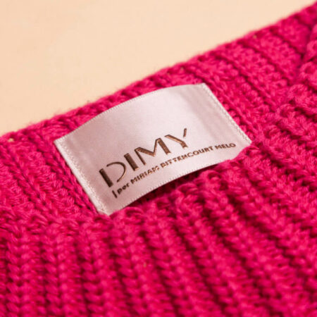 Etiqueta de cetim metalizado rose para roupa dimy