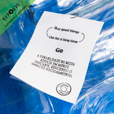 Tag de tecido poliester reciclado para roupas