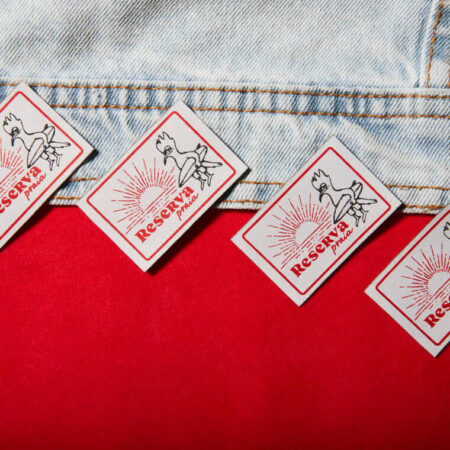 Etiqueta aviamento de tecido com estampa personalizada para jeans RESERVA