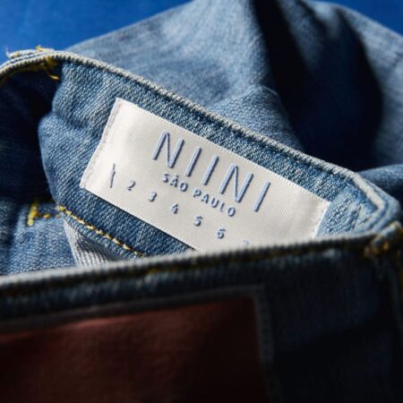 Etiqueta interna com alto-relevo 3d para roupas jeans niini