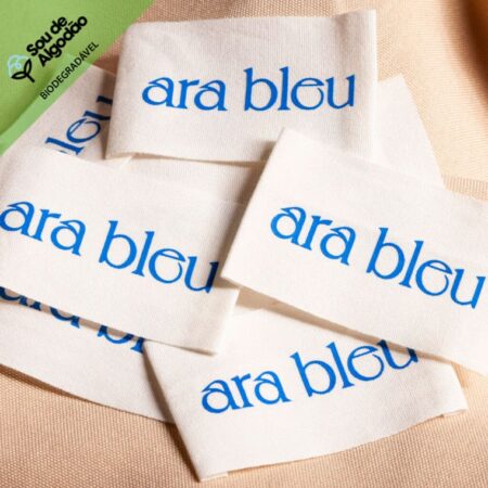 Etiqueta de tecidob biodegradável personalizada para roupas ara bleu