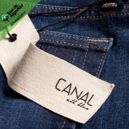 Tag de tecido algodão BCI para calça jeans CANAL
