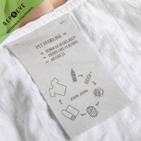 Tag etiqueta de poliester reciclado sustentável para roupas